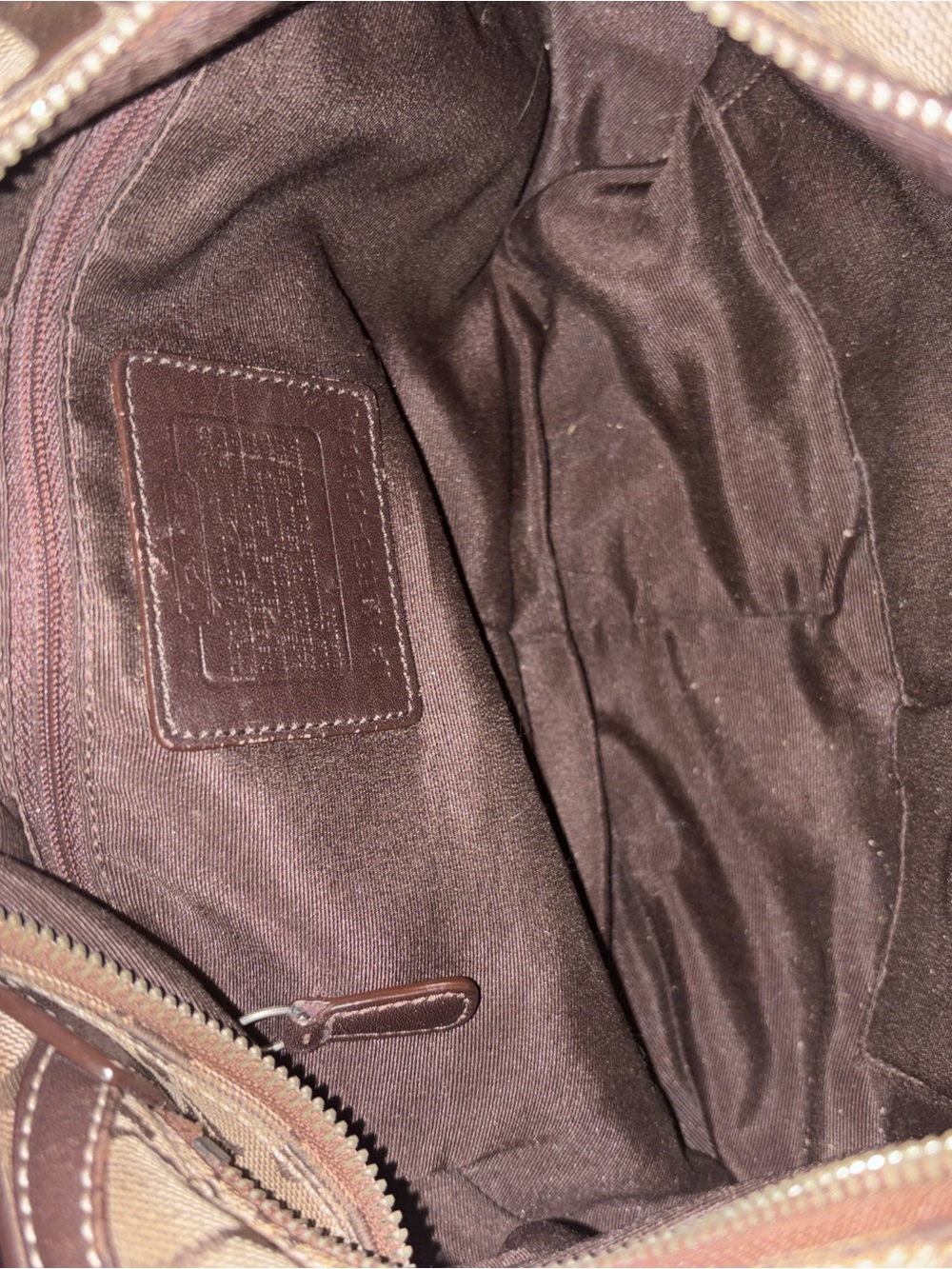 Coach Tan and Dark Brown Signature Jacquard Hobo - Picture 4 of 5